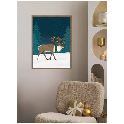 Sylvie Framed Canvas Christmas Caribou by Tania Garcia
