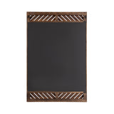 Rectangular wall mirror with a dark brown wooden frame featuring diagonal slats at the top and bottom sections.