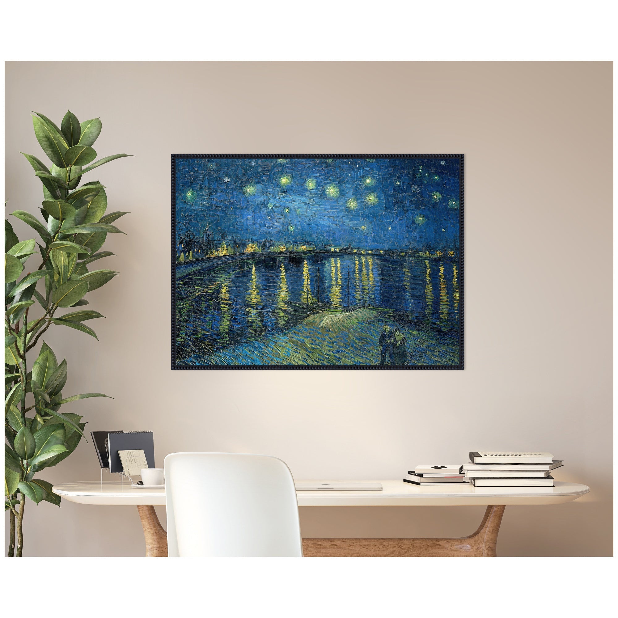 Starry Night Over the Rhone 1888 Vincent van Gogh by Nostalgia Prints Framed Canvas Wall Art Print