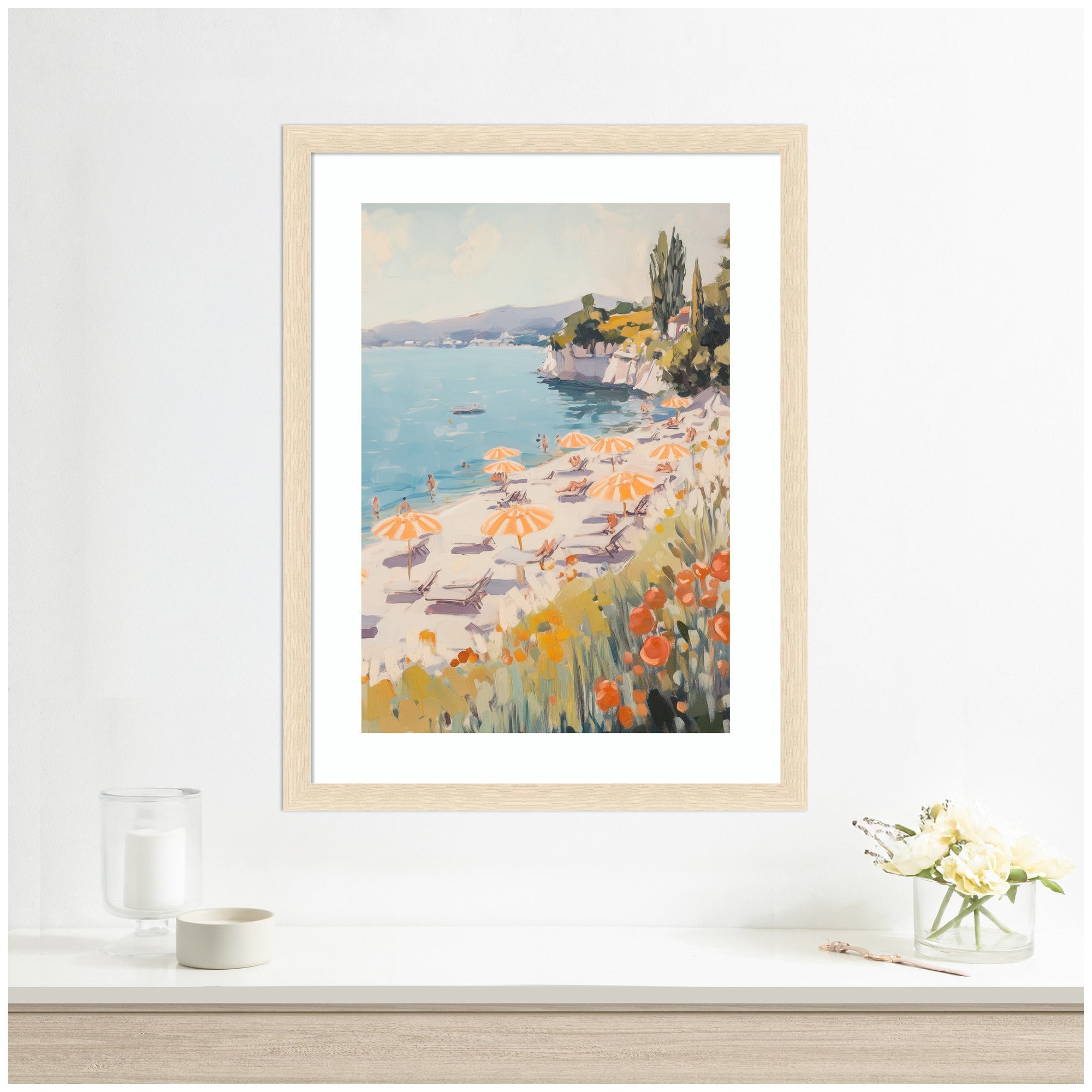 Sunny Beach Day by Melloi Art Prints Framed Wall Art Print
