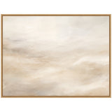 Abstract textured canvas with soft, blended white and beige tones creating a subtle, tonal composition within a slim wooden frame.