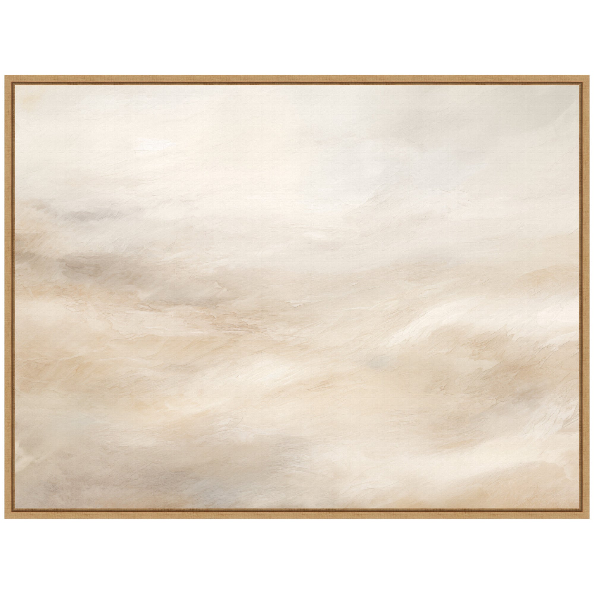 Sylvie Tonal Abstract Textural White and Beige Framed Canvas by The Creative Bunch Studio
