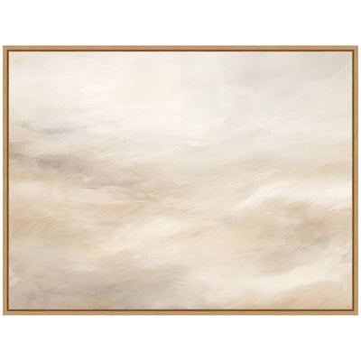 Sylvie Tonal Abstract Textural White and Beige Framed Canvas by The Creative Bunch Studio