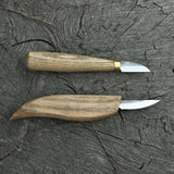 2-piece carving knife set with ash wood handles and forged steel blades for fine detail woodworking