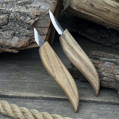 2-Piece Carving Knife Set with hand-forged blades and ash wood handles