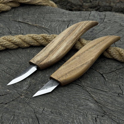 2-Piece Carving Knife Set with hand-forged blades and ash wood handles