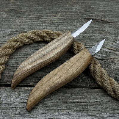2-Piece Carving Knife Set with hand-forged blades and ash wood handles