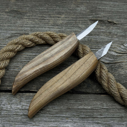 2-Piece Carving Knife Set with hand-forged blades and ash wood handles