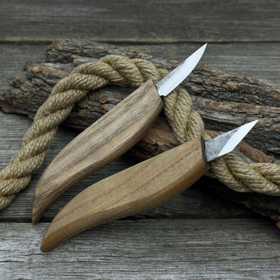 2-Piece Carving Knife Set with hand-forged blades and ash wood handles