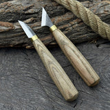 2-Piece Chip Carving Knife Set with hand-forged blades and ash wood handles