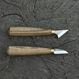 2-Piece Chip Carving Knife Set with hand-forged blades and ash wood handles