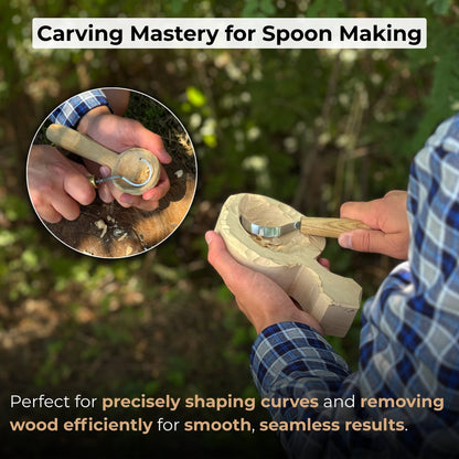 2-piece spoon carving hook knife set with ash wood handles and leather sheaths