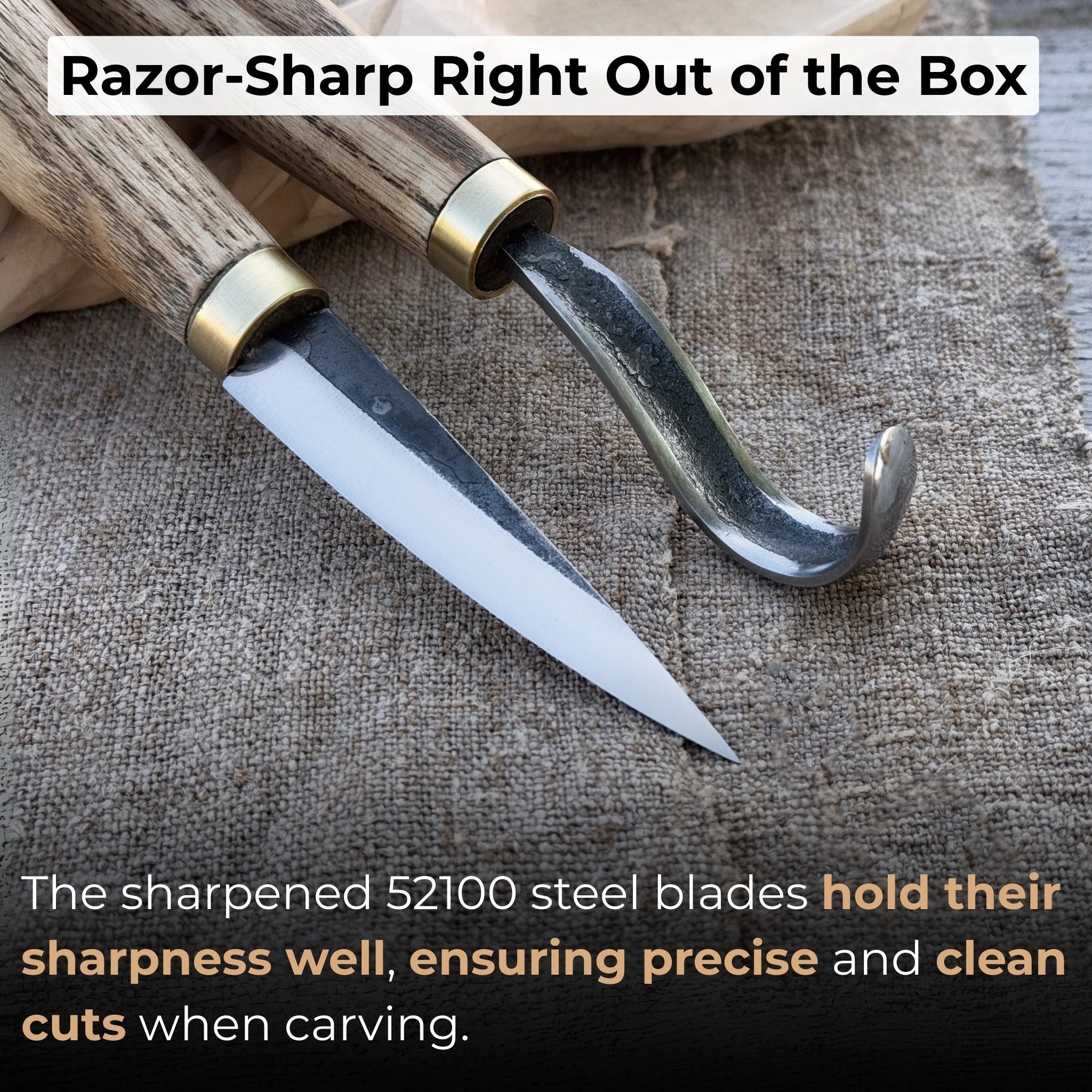 2-piece spoon carving knife set with leather sheaths by Sharky Forged Steel Tools