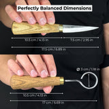 2-piece spoon carving tool set with leather case, featuring hand-forged carbon steel blades and ash wood handles
