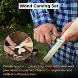 2-piece wood carving knife set with leather strop and leather case by Sharky Forged Steel Tools