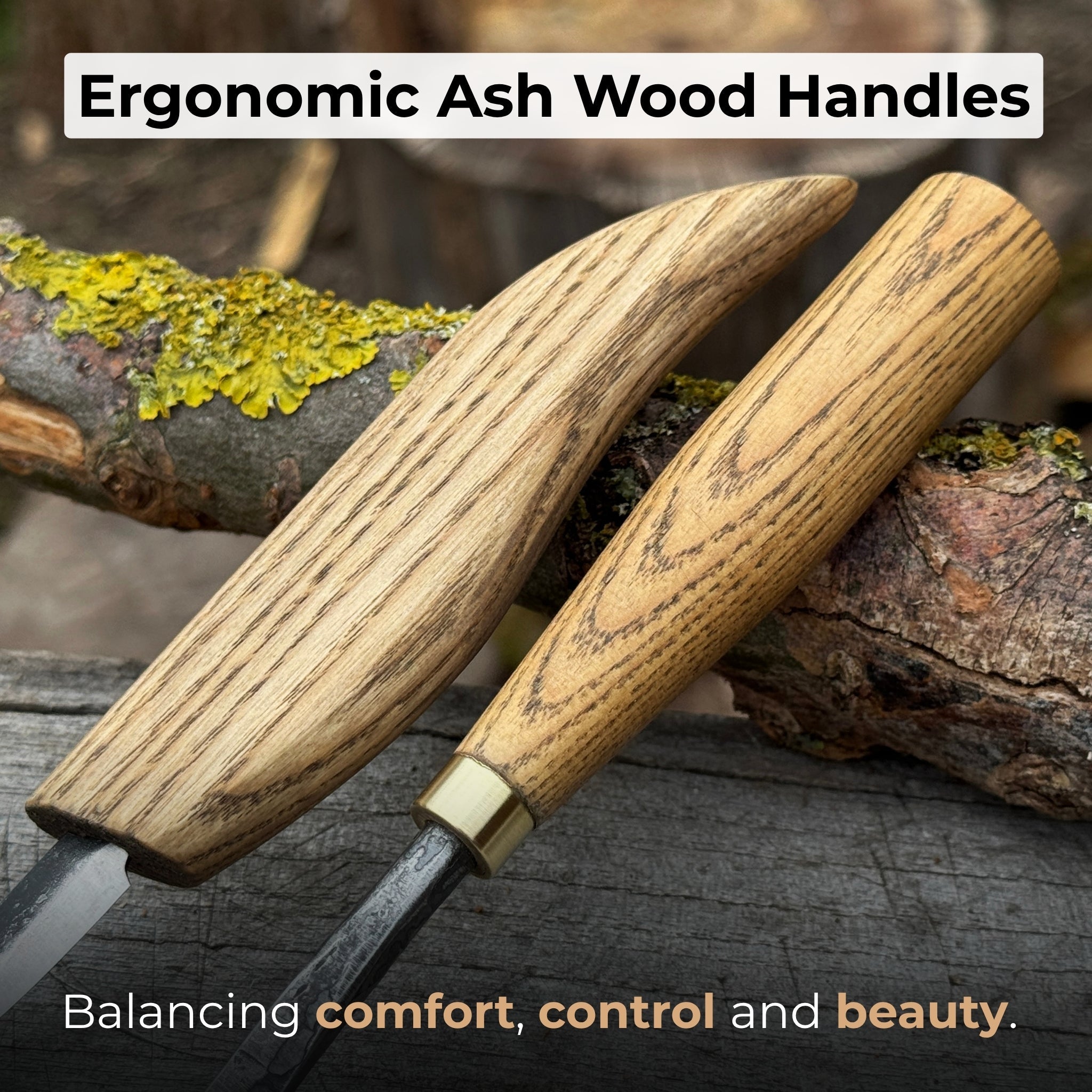 2-Piece Wood Carving Set with whittling knife and curved gouge by Sharky Forged Steel Tools