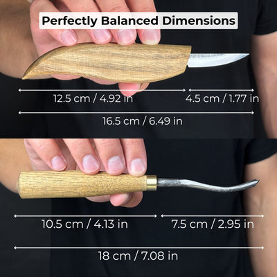 2-Piece Wood Carving Set with whittling knife and curved gouge by Sharky Forged Steel Tools