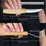 2-piece wooden spoon carving set with hook knife, sloyd knife, and leather sheath