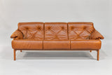 Sofa – Brown Leather with Tiger Maple Arms (Honey) by Enrico Bartolini - product image 2 for Resin Society