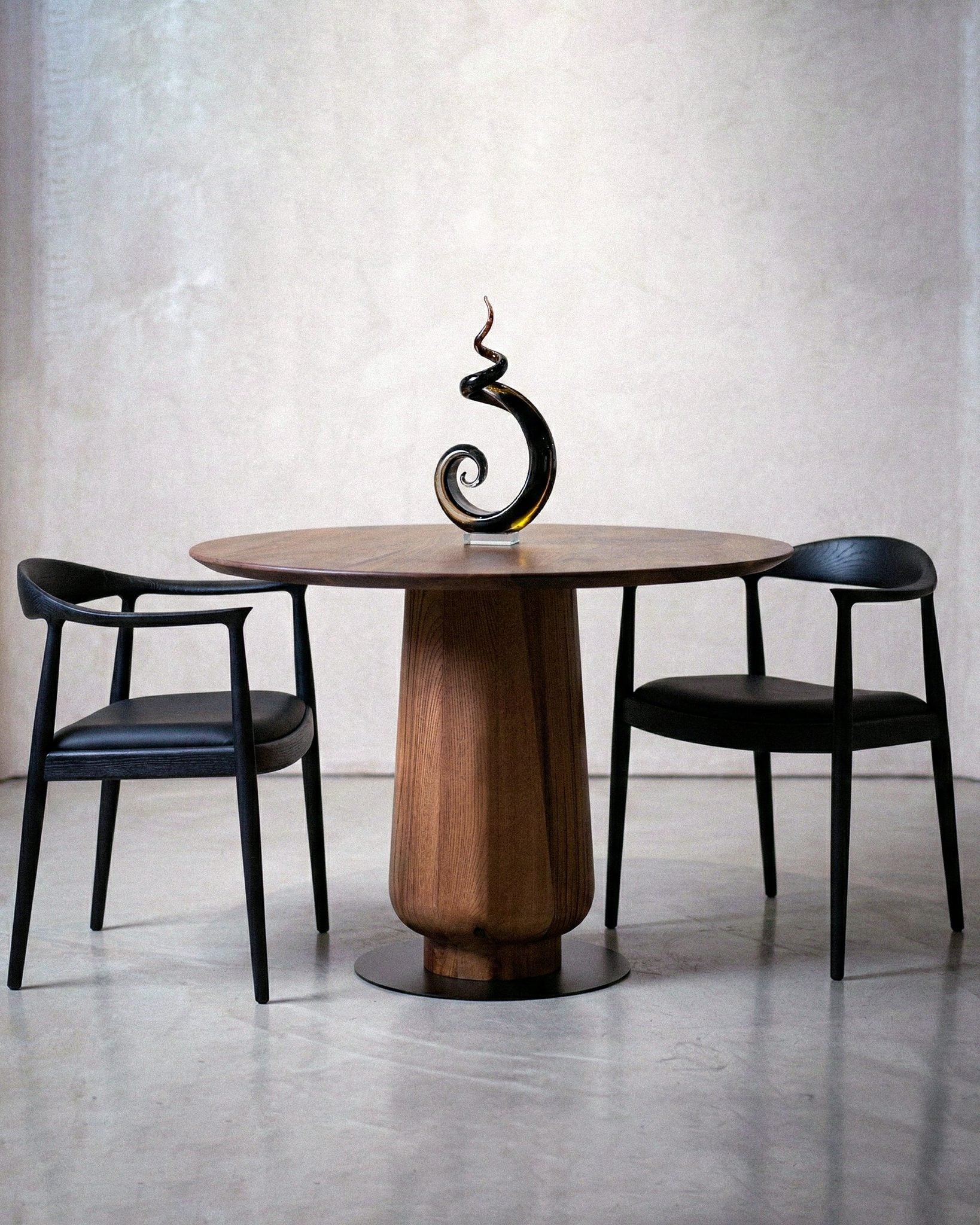Modern Round Walnut Pedestal Dining Table by Gizz - product image 2 for Resin Society