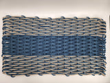 Large navy blue and tan lobster rope mat with double basket weave