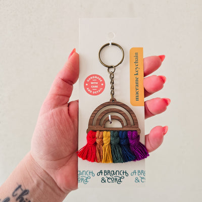 Wood Rainbow Keychain
