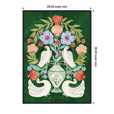 Floral Folklore Ibises and Swan by Jill Labieniec Framed Canvas Wall Art Print