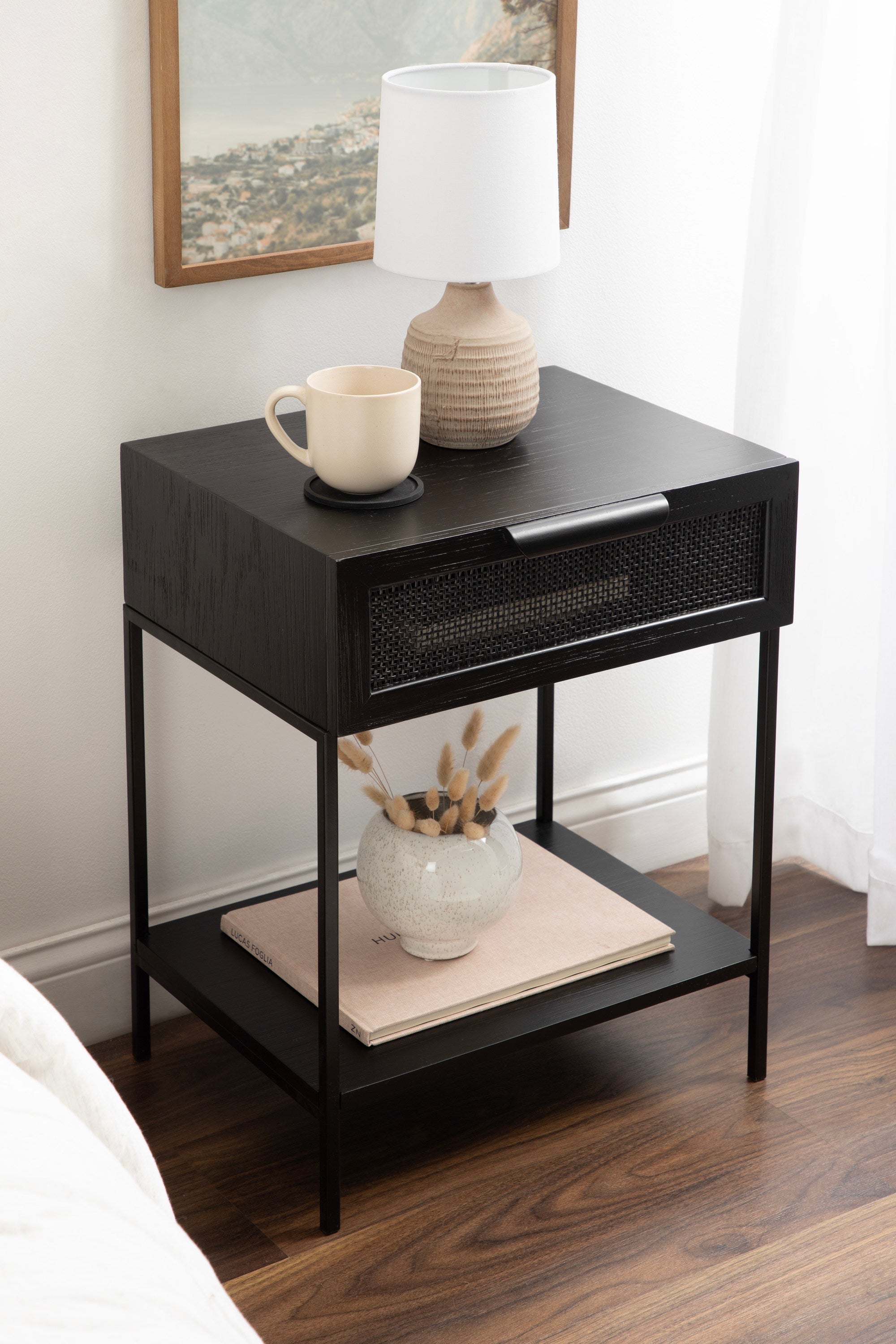 Ori Wood and Cane Side Table