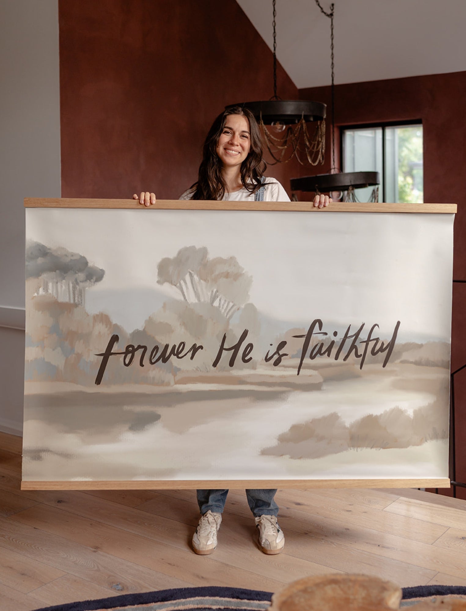 Large Canvas with Banner Wood: Forever He is Faithful by jenessawaitshop - main product image for Resin Society