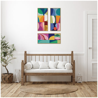 Abstract Panels 3 Piece Framed Canvas Wall Art Set by Rachel Lee