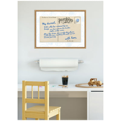 Sylvie Beach Love Letter Blue Framed Canvas by Honey Island Studio
