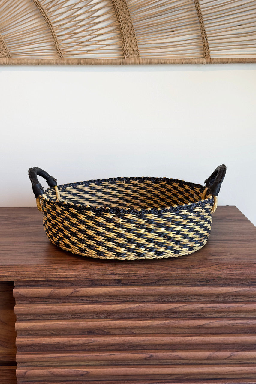 Handled Tray - Natural and Black Checkered by Mbare Ltd - main product image for Resin Society