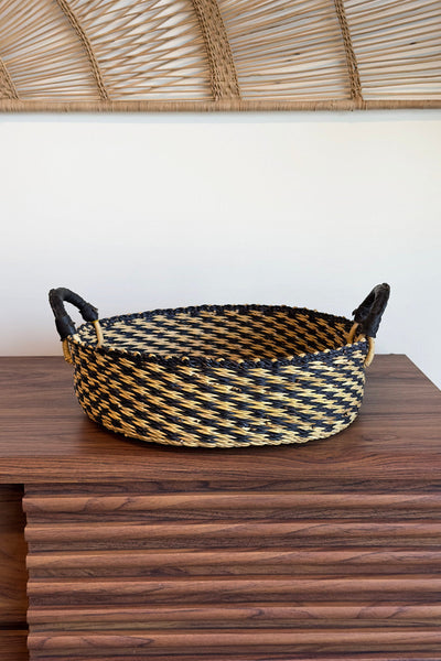 Handled Tray - Natural and Black Checkered by Mbare Ltd - main product image for Resin Society