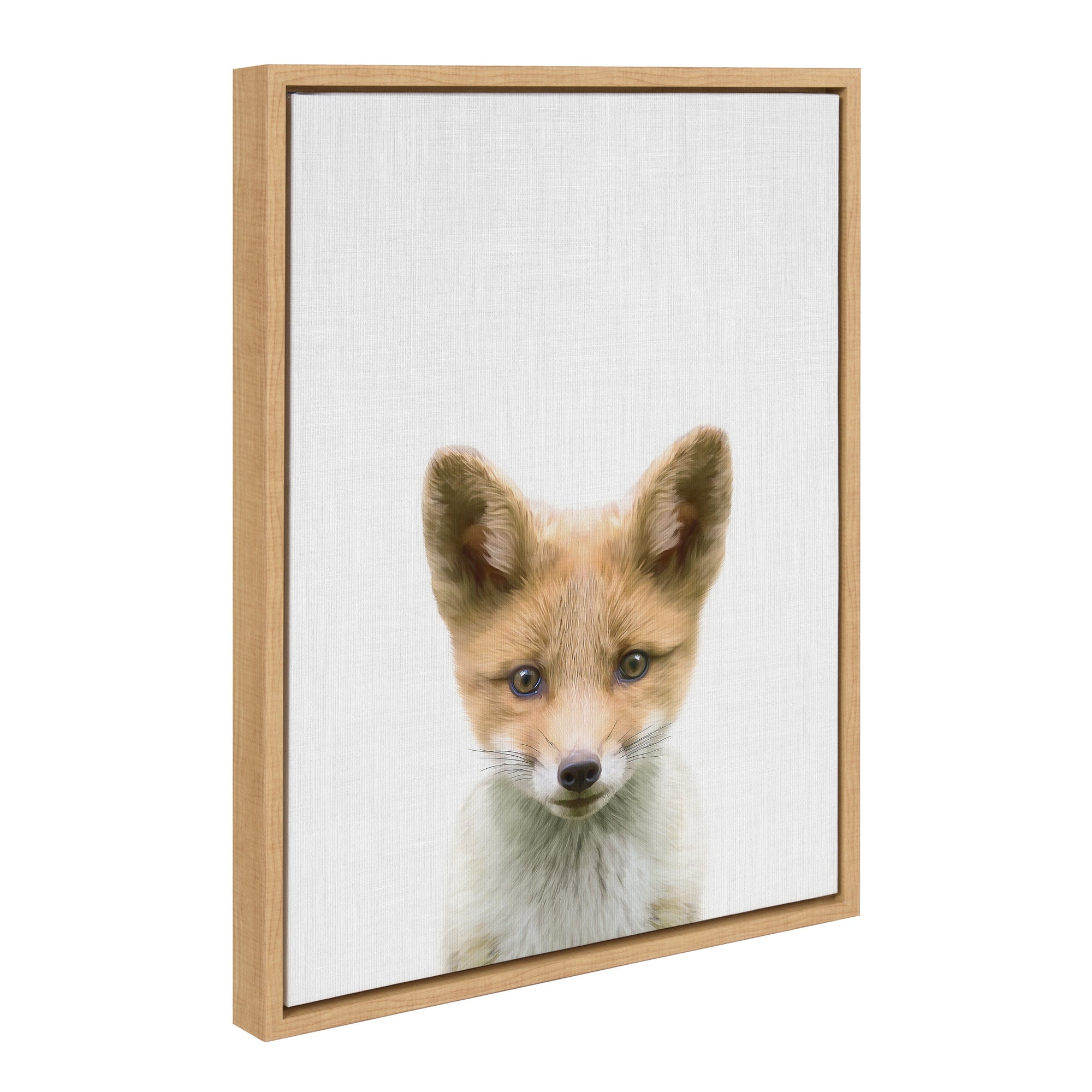 Sylvie Baby Fox framed canvas art showing a colorful baby fox illustration by Simon Te