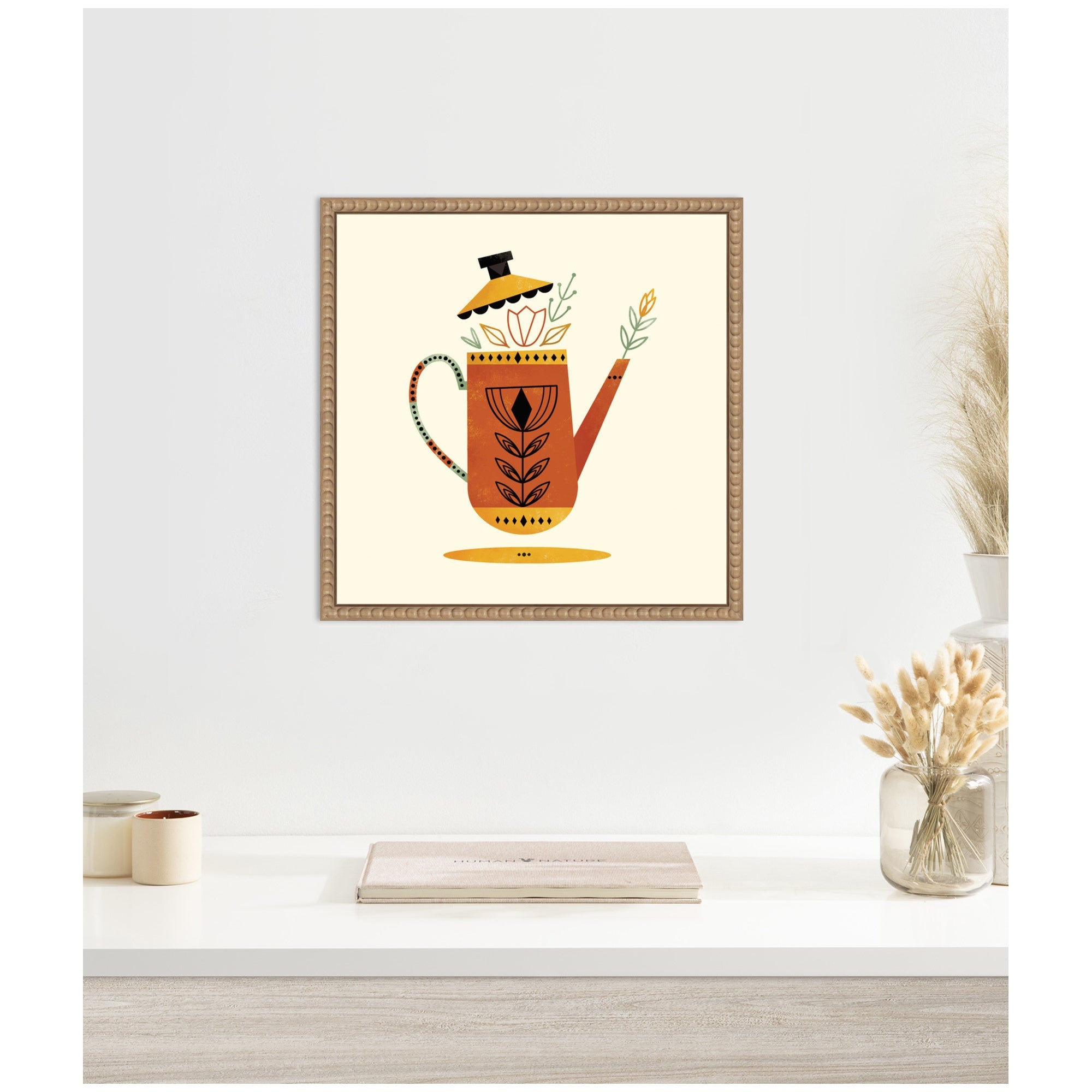 Sylvie Orange Kettle Framed Canvas by Amber Leaders