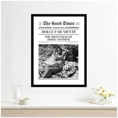 The Good Times Newspaper Dolce Far Niente by Honey Island Studio Framed Wall Art Print
