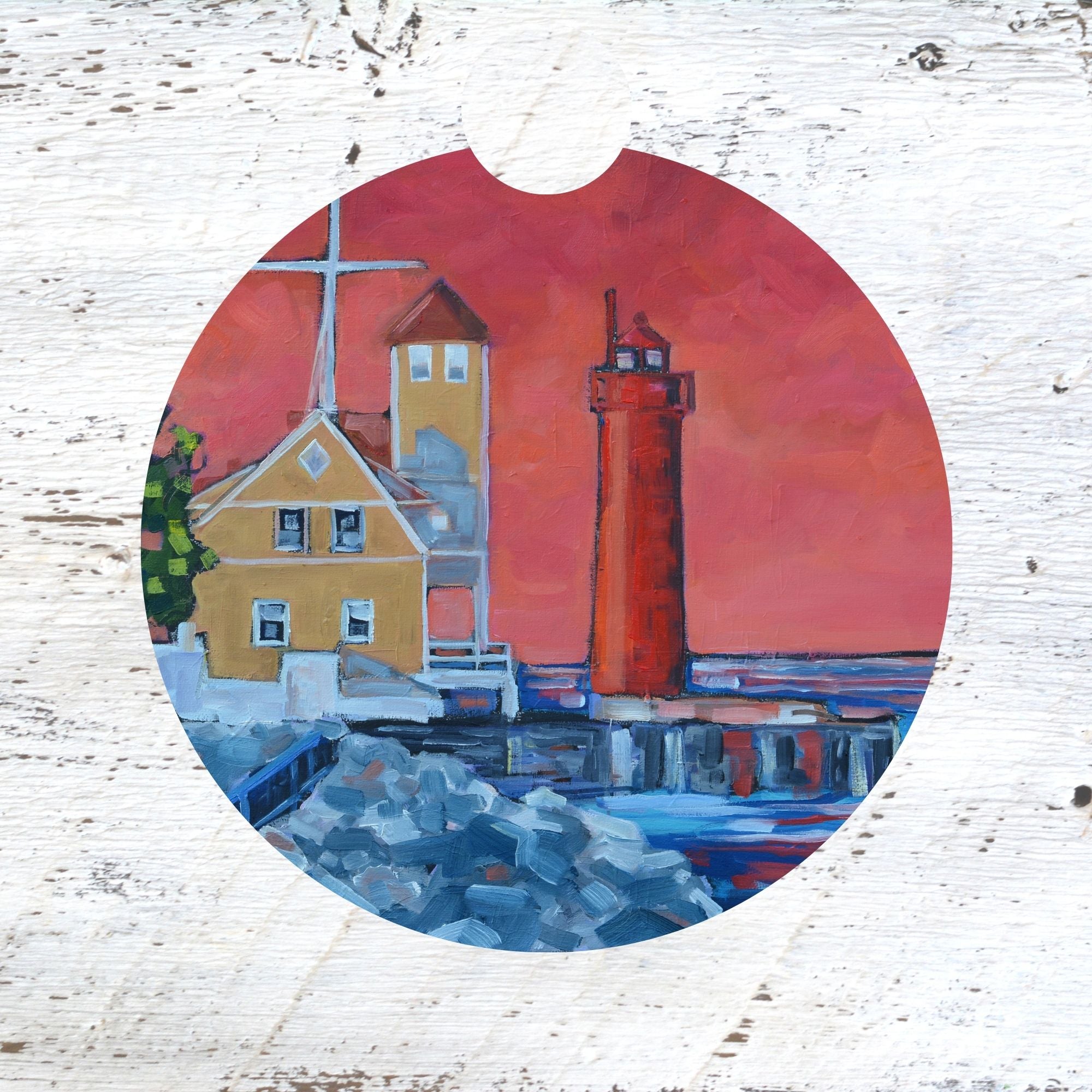 Car Coaster: Muskegon Lighthouse. Artist Christi Dreese by Dreese Fine Art - Resin Society