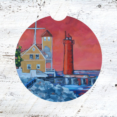 Car Coaster: Muskegon Lighthouse. Artist Christi Dreese by Dreese Fine Art - Resin Society