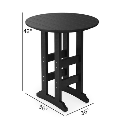 SoPoly 36 inch round bar height table in outdoor setting