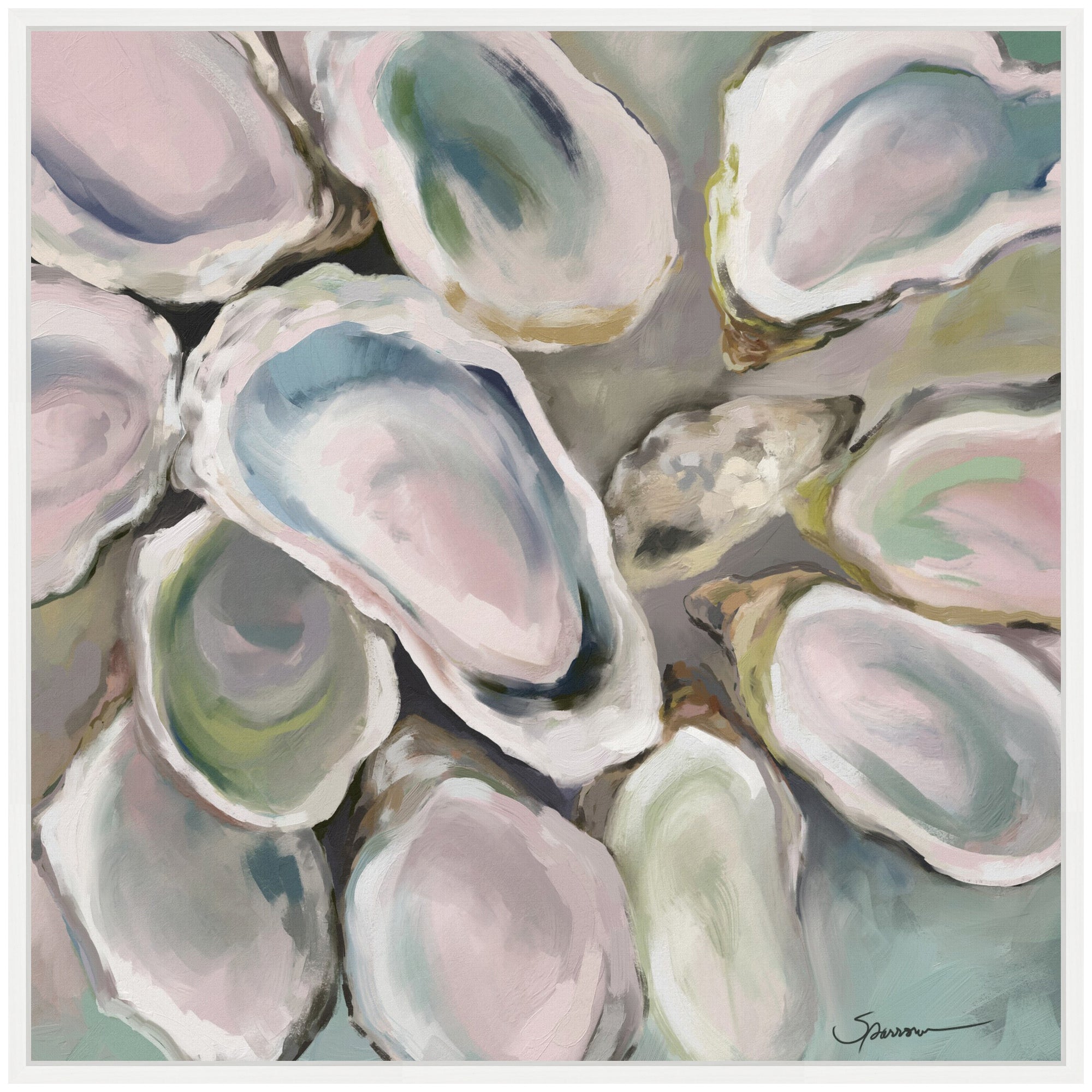 Sylvie Oyster Roast Framed Canvas by Mary Sparrow