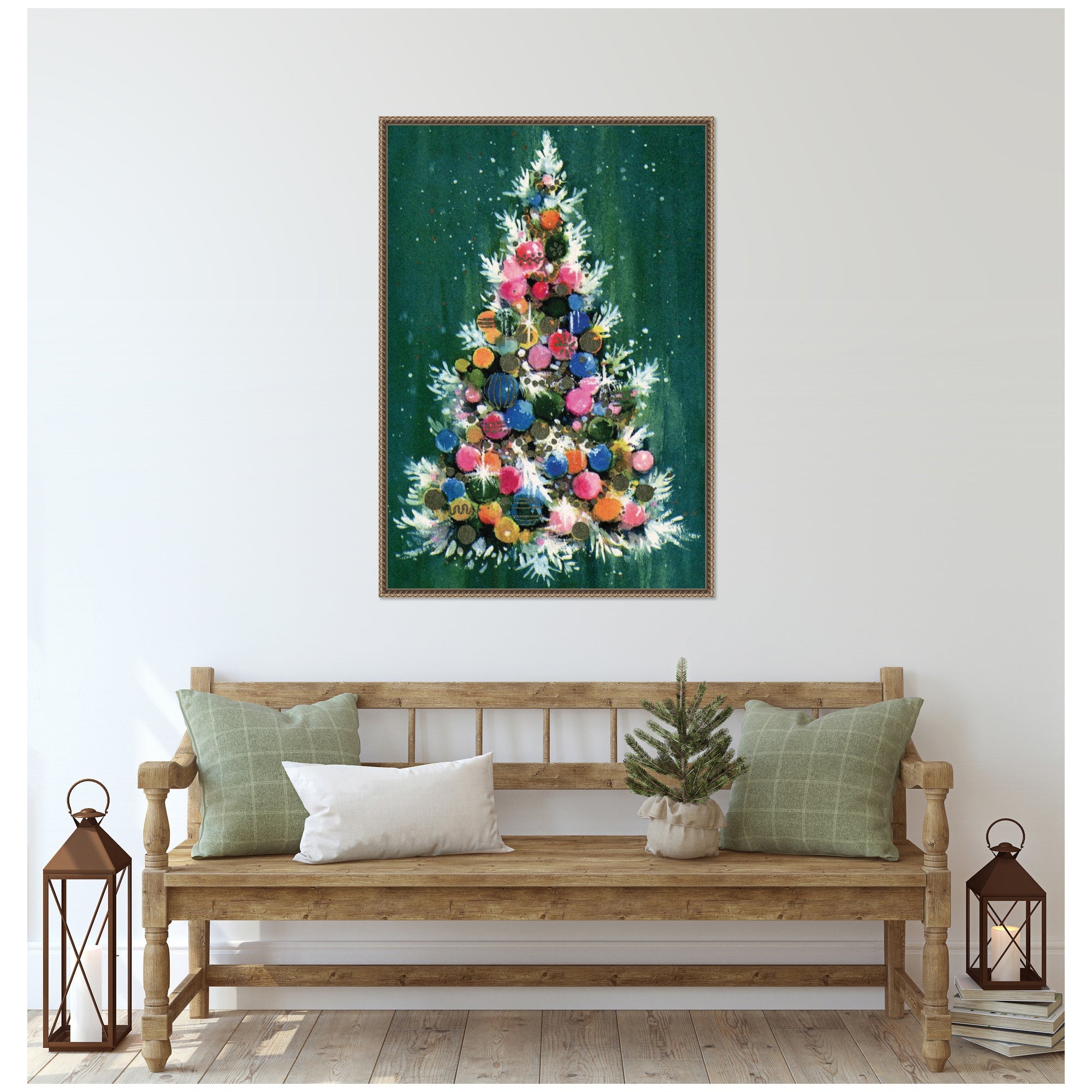 Sylvie Beaded Christmas Tree Framed Canvas