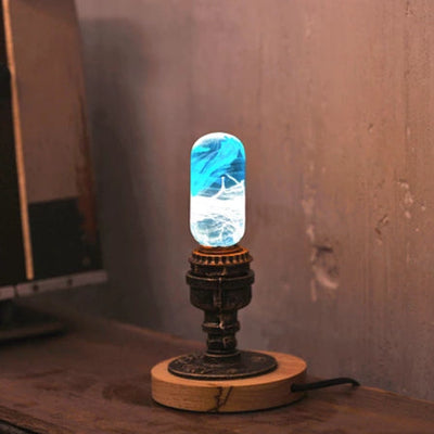 EP Light Blue Resin LED Bulb with unique handcrafted blue resin design