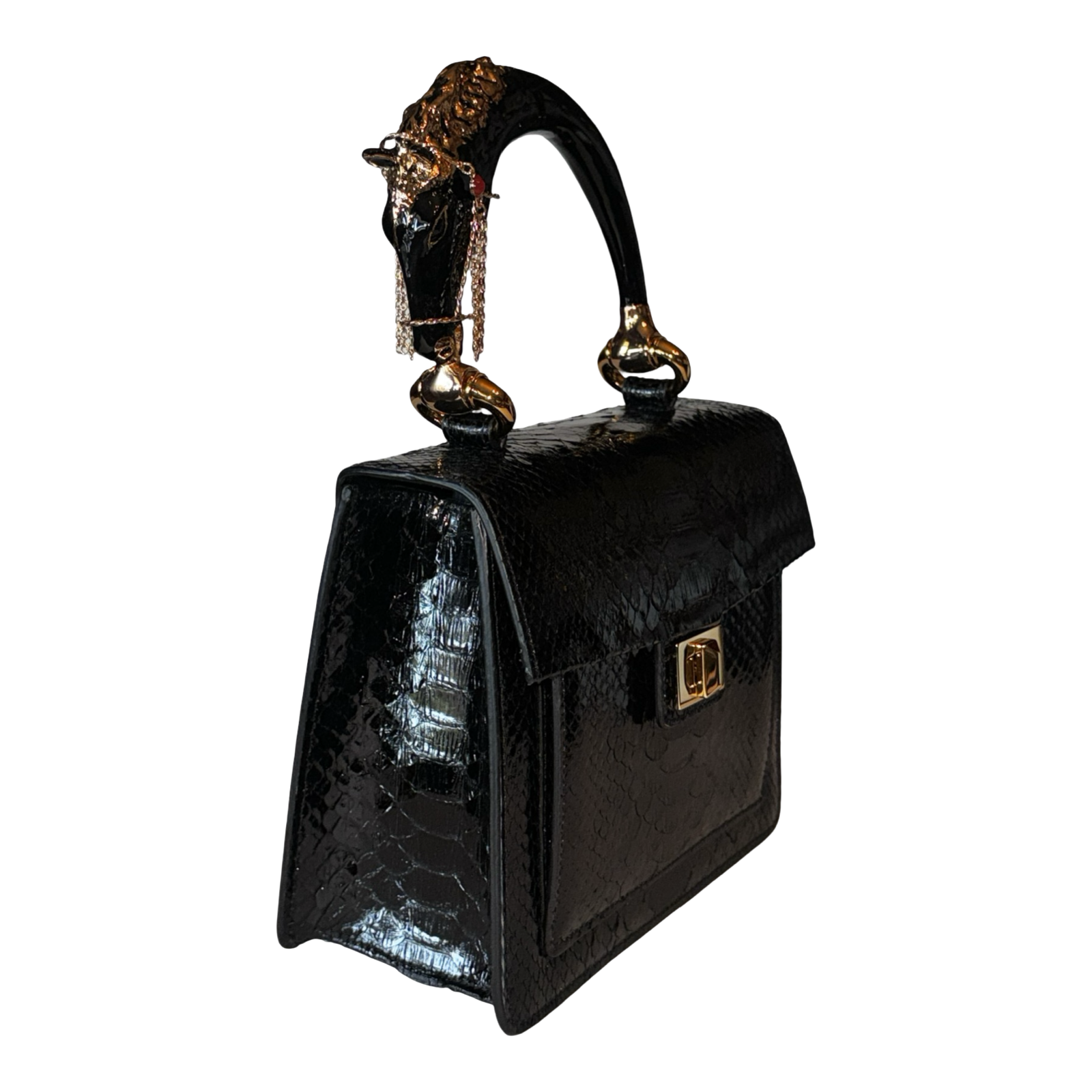 Devon Horse Handle Handbag Authentic Black Python by Allysa Payne Beverly Hills - product image 5 for Resin Society