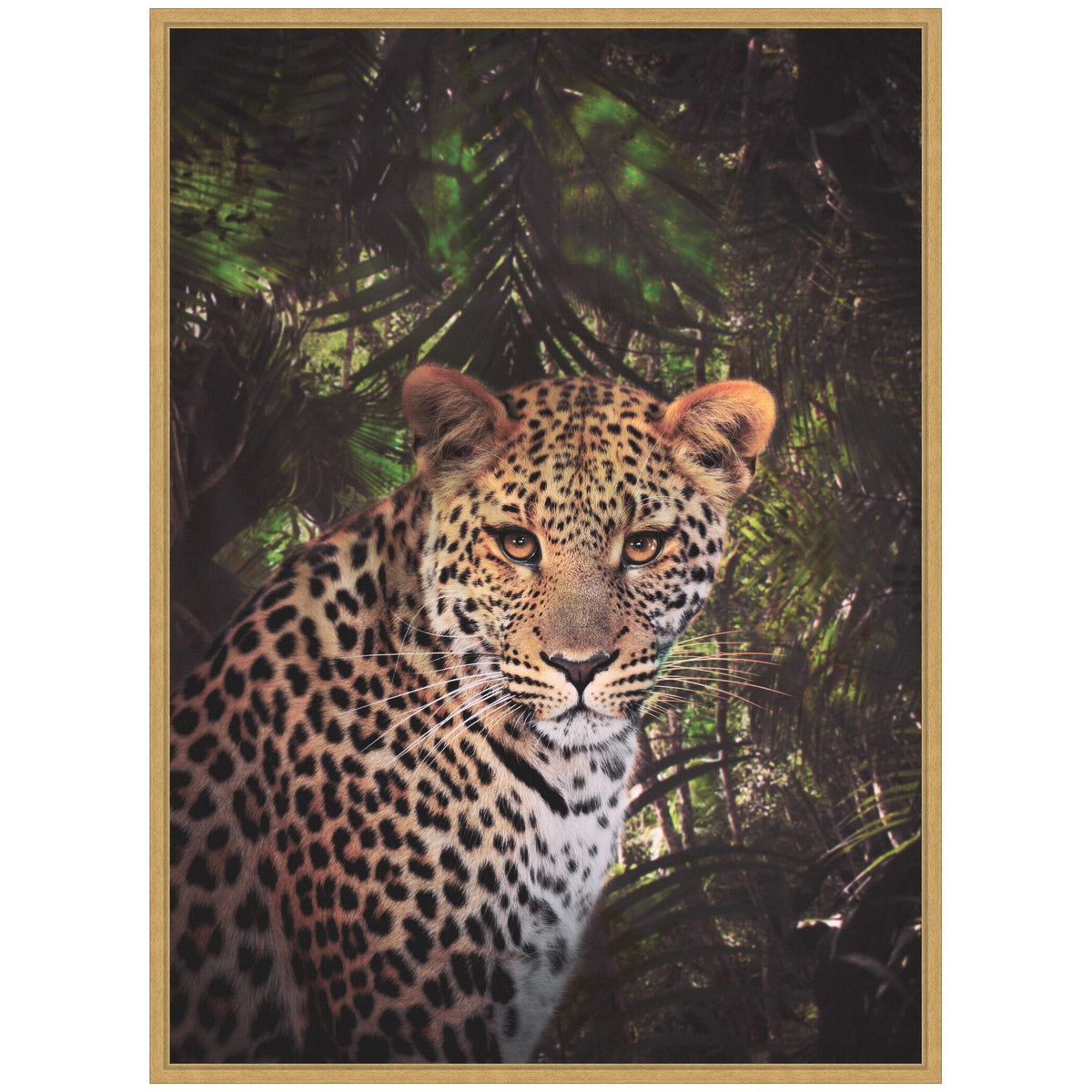 Sylvie Moody Leopard In The Rainforest Color Framed Canvas by Simon Te of Tai Prints