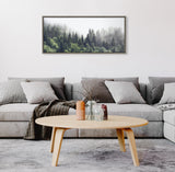 Sylvie Lush Green Forest On A Foggy Day Framed Canvas