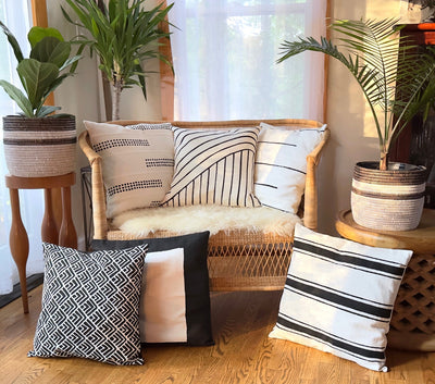 Black + White Squares Sadza Pillow by Mbare Ltd - product image 3 for Resin Society