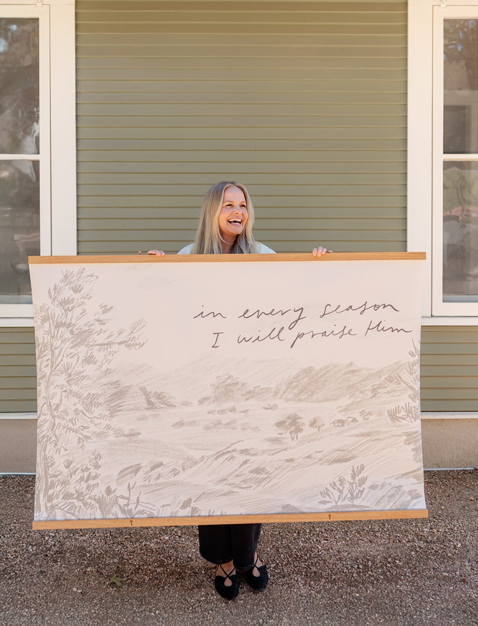 Large Canvas with Banner Wood: In Every Season I will Praise Him by jenessawaitshop - main product image for Resin Society