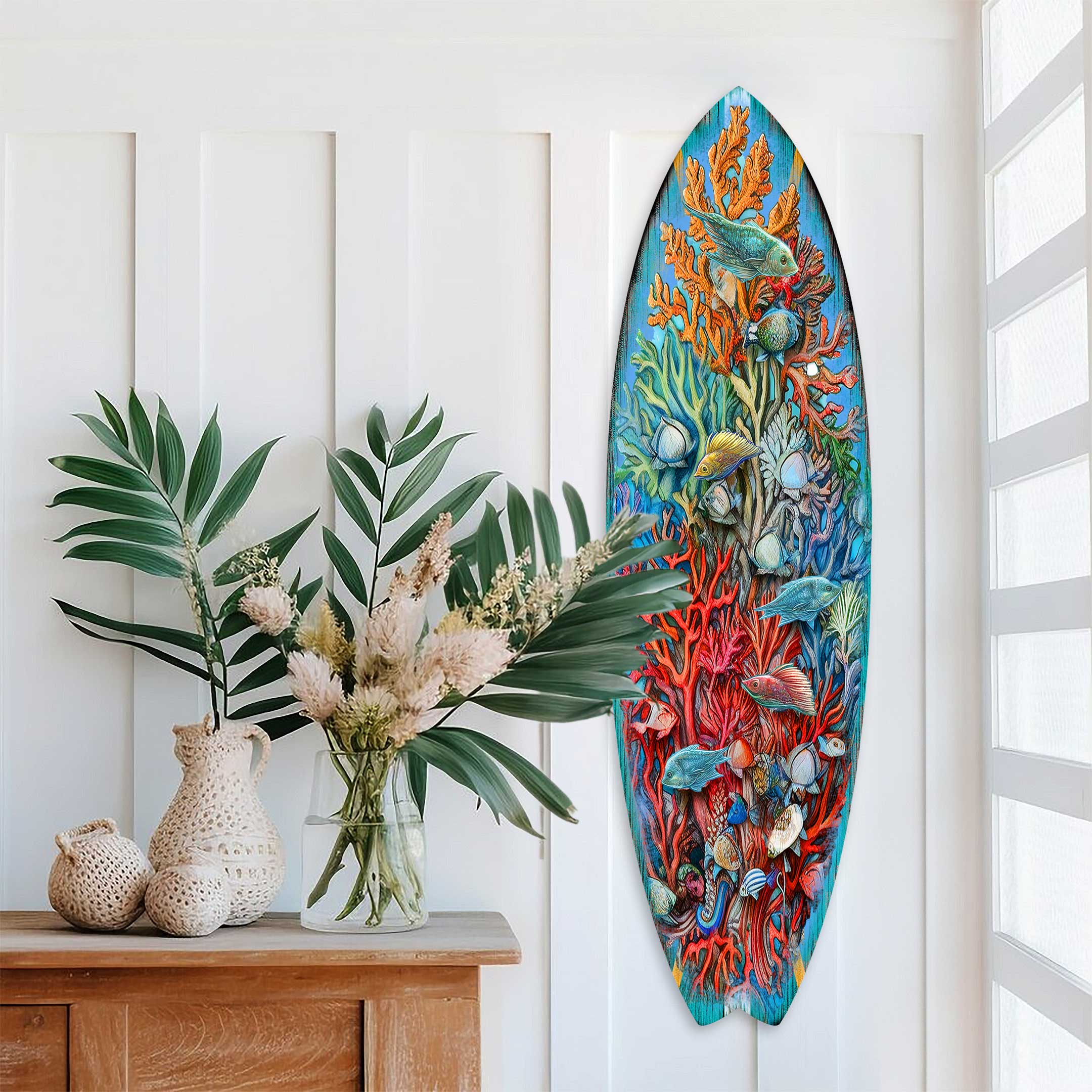 Surfboard Coastal Wall Art - Underwater Life by G. DeBrekht