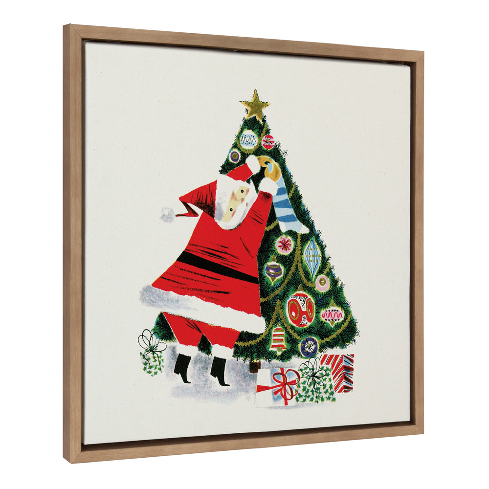 Sylvie Santa Claus Decorating Tree Framed Canvas by kateandlaurel - main product image for Resin Society