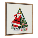Sylvie Santa Claus Decorating Tree Framed Canvas by kateandlaurel - main product image for Resin Society